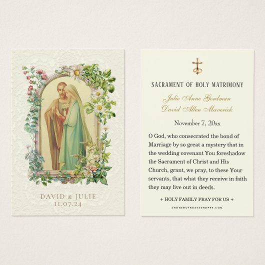 Katholieke Bloemen Maria en Jozef Trouwen Heilige  Visitekaartje (Voorkant /achterkant)