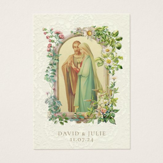 Katholieke Bloemen Maria en Jozef Trouwen Heilige Visitekaartje (Voorkant)