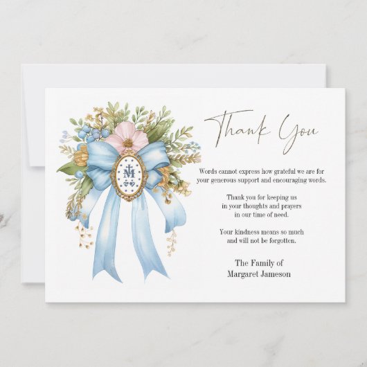 Katholieke Bloemen Maria Uitvaart Condoleance Symp Bedankkaart (Voorkant)