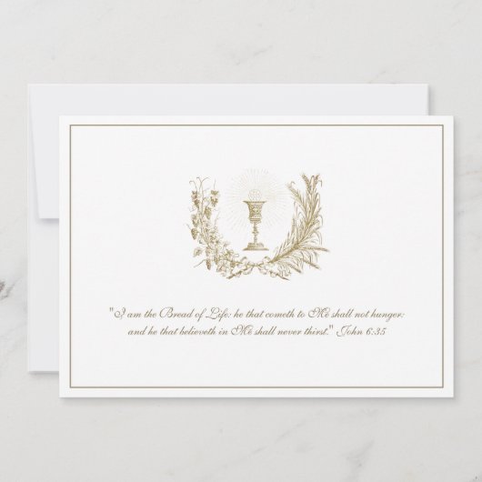 Katholieke Bloemencommunie Eucharistie Meisje of J Kaart (Achterkant)