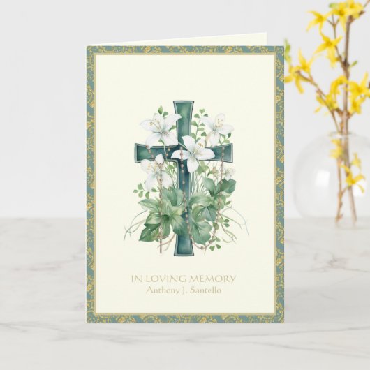 Katholieke bloemenrozenkrans begrafenis Massabrede Kaart (Gele Bloem)