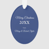 Katholieke Broer Kerstmis Zegeningen Manger Blauw Ornament (achterkant)