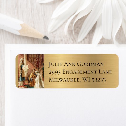 Katholieke bruid & bruidegom Mary Joseph Gold Shim Etiket (Insitu)