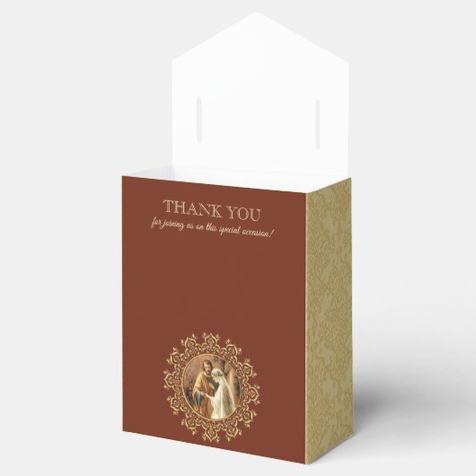 Katholieke bruid & bruidegom Mary St. Joseph Gold Bedankdoosjes (Geopend)