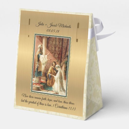 Katholieke bruid & bruidegom Mary St. Joseph Goud Bedankdoosjes (Achterkant)