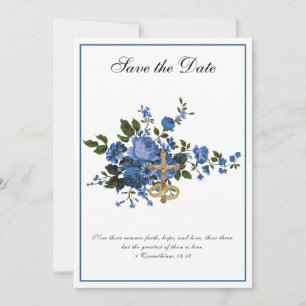 Katholieke bruiloft Blauwe Rozen Religie Save The Date