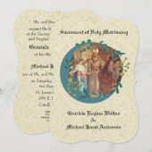 Katholieke bruiloft Bloemen Krans Uitnodiging (Voorkant / Achterkant)