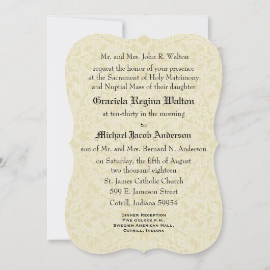 Katholieke bruiloft Bloemen Krans Uitnodiging (Achterkant)