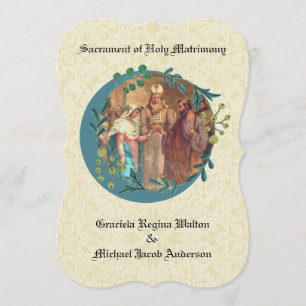 Katholieke bruiloft Bloemen Krans Uitnodiging