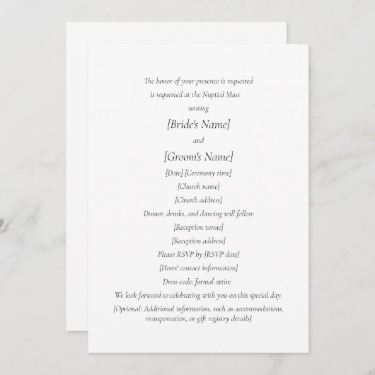 Katholieke bruiloft | Bruid en bruidegom organiser Kaart (Voorkant / Achterkant)