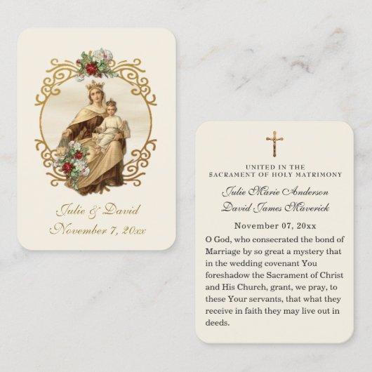 katholieke bruiloft Elegant Favor Heilige Kaart Visitekaartje (Voorkant / Achterkant)