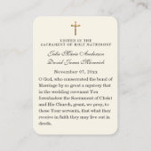 katholieke bruiloft Elegant Favor Heilige Kaart Visitekaartje (Achterkant)