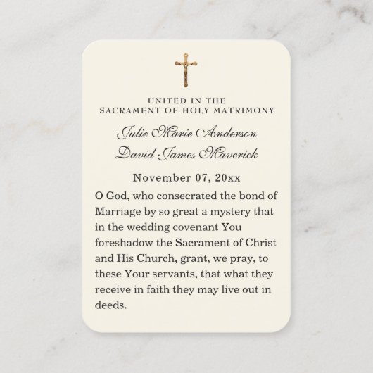 katholieke bruiloft Elegant Favor Heilige Kaart Visitekaartje (Achterkant)