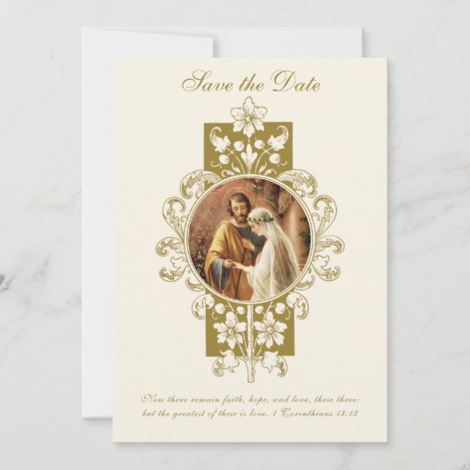 katholieke bruiloft Elegant Save the Date (Voorkant)