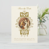  katholieke bruiloft Elegant Save the Date (Staand voorkant)