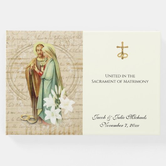 Katholieke bruiloft en bruidringen gastenboek (Voorkant)