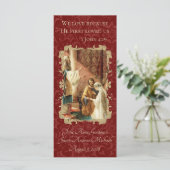 Katholieke bruiloft Favor Scripting Maroon Damask (Staand voorkant)