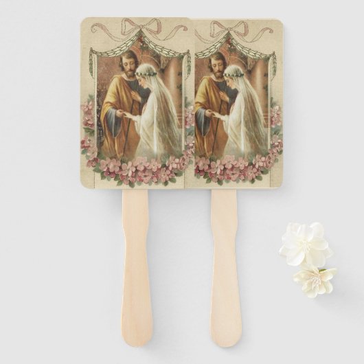 Katholieke bruiloft Floral Summer Spring Elegant Handwaaier (Voorkant en achterkant)