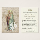Katholieke bruiloft gebed Kaart Betrothal Mary Jos (Voorkant /achterkant)