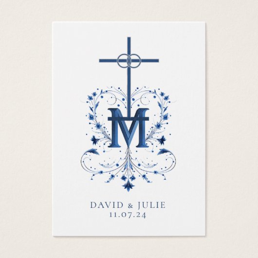 Katholieke bruiloft gebed Kaart blauw Marian kruis (Voorkant)