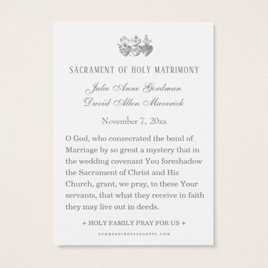 Katholieke bruiloft gebed Kaart Heilig Hart (Achterkant)