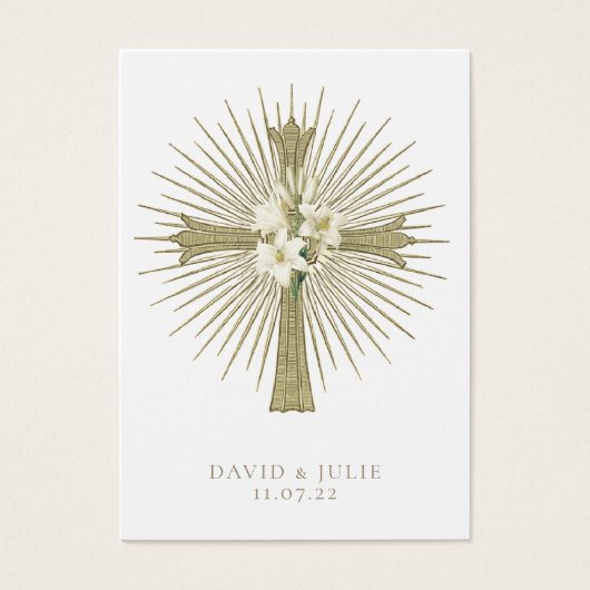 Katholieke Bruiloft Gebed Kaart met kruis en ringe (Voorkant)