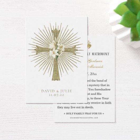 Katholieke Bruiloft Gebed Kaart met kruis en ringe (Bureau)