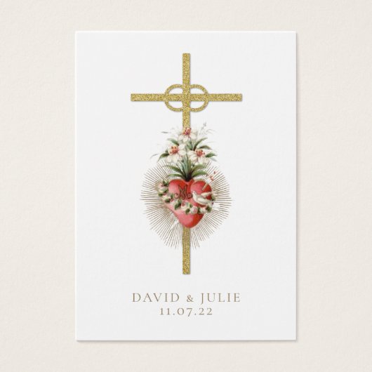 Katholieke Bruiloft Gebed Kaart met kruis en ringe (Voorkant)