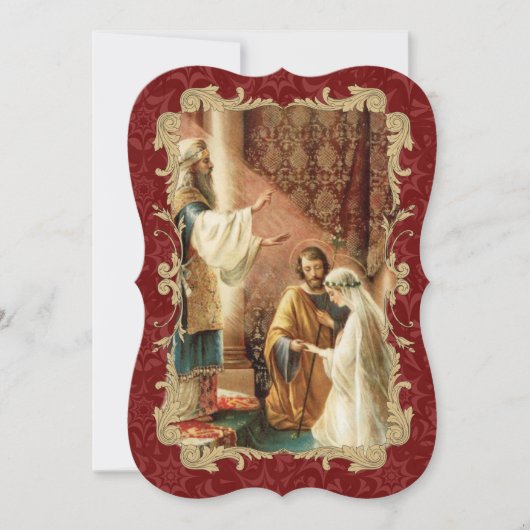 Katholieke Bruiloft Gouden Maroon Bruiloft Uitnodi Kaart (Voorkant)