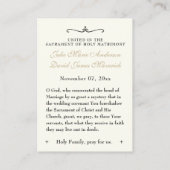 Katholieke bruiloft gunst bloemenherinnering visitekaartje (Achterkant)