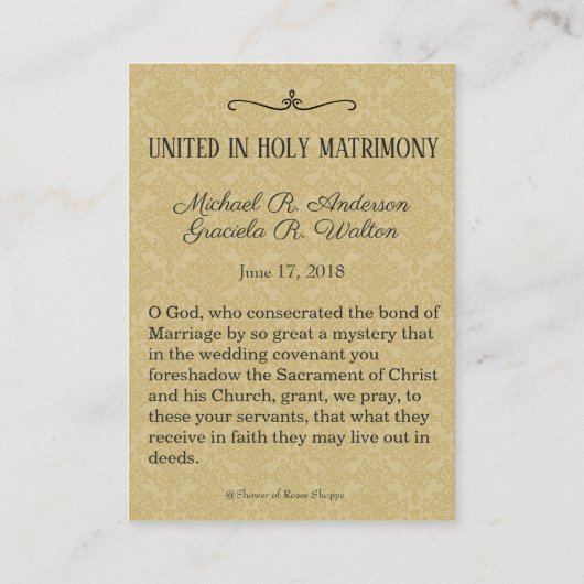 Katholieke bruiloft gunst Heilige Kaart Maria Joze Visitekaartje (Achterkant)