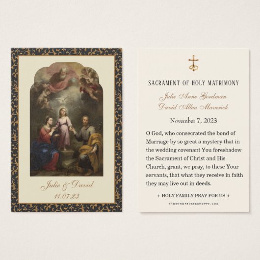 Katholieke bruiloft Heilige Gezin Visitekaartje (Voorkant /achterkant)