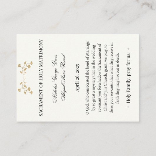Katholieke bruiloft Heilige Kaart (Achterkant)