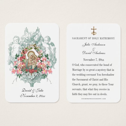 Katholieke bruiloft Heilige Kaart Mary en Jesus Fl (Voorkant /achterkant)