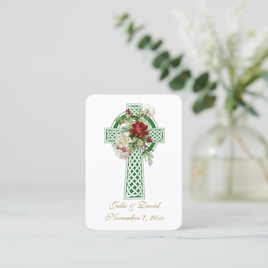 katholieke bruiloft Iers kruis voor de Heilige Kaa Visitekaartje (Staand voorkant)