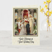 Katholieke Bruiloft Kaart w / Schrift vers (Gele Bloem)