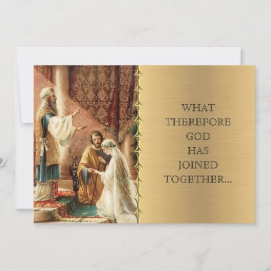 Katholieke bruiloft Mary Joseph Gold uitnodiging (Voorkant)