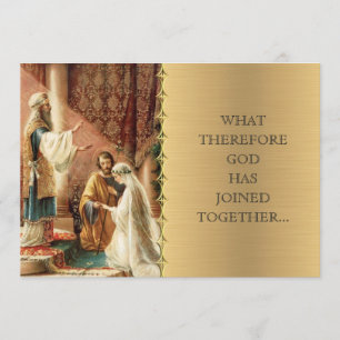 Katholieke bruiloft Mary Joseph Gold uitnodiging