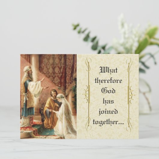 Katholieke bruiloft Mary Joseph Lace uitnodiging (Staand voorkant)