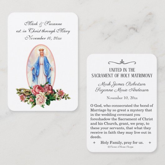 Katholieke bruiloft Mary Religieuze Heilige Kaart Visitekaartje (Voorkant / Achterkant)