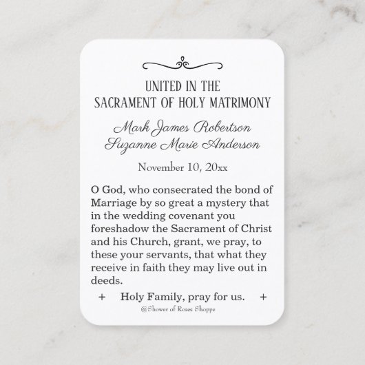 Katholieke bruiloft Mary Religieuze Heilige Kaart Visitekaartje (Achterkant)