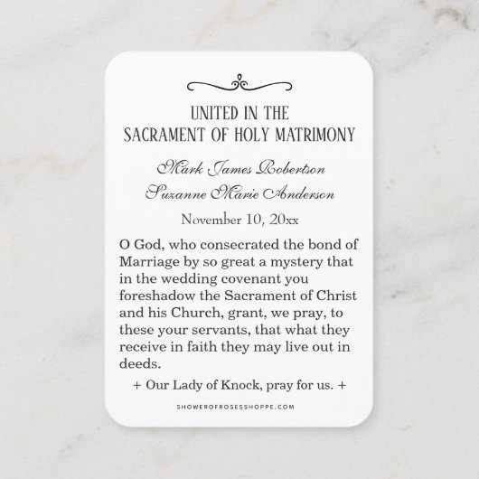 Katholieke bruiloft Mary Religieuze Heilige Kaart Visitekaartje (Achterkant)
