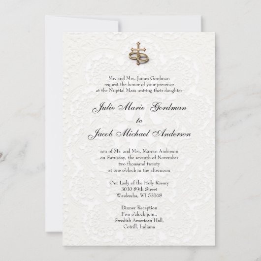 Katholieke bruiloft mint groene lavendel kaart (Achterkant)