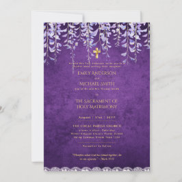 katholieke bruiloft Nuptial Mass Paars Wisteria Kaart