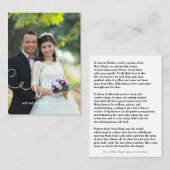 Katholieke bruiloft Prayer Heilige Kaart | Manuscr Visitekaartje (Voorkant / Achterkant)