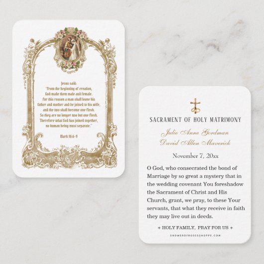 Katholieke Bruiloft Schrift Gebed Kaart Plaatskaartje (Voorkant / Achterkant)