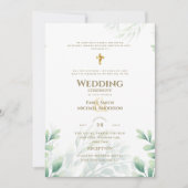 Katholieke bruiloft Uitnodiging Greenery Botanical (Voorkant)