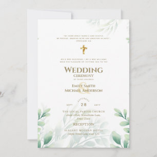 Katholieke bruiloft Uitnodiging Greenery Botanical