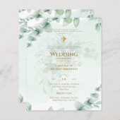 Katholieke bruiloft Uitnodiging Greenery Botanical (Voorkant / Achterkant)