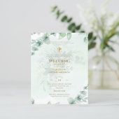 Katholieke bruiloft Uitnodiging Greenery Botanical (Staand voorkant)